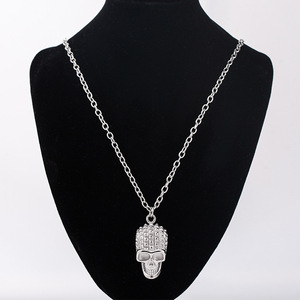 Collier pendentif crâne en acier inoxydable, design squelette géométrique, style punk rock hip hop unisexe, bijoux tendance - Product Image 4