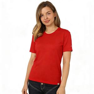 Fornitore OEM all'Ingrosso <span class=keywords><strong>di</strong></span> Magliette Personalizzate in <span class=keywords><strong>Lana</strong></span> Merino con Scollo a V per Donne, Manica Corta, Collo Tondo, Design Stampato, Top Femminili - Product Image 4