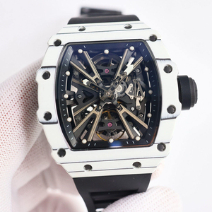 Reloj Clásico Popular de Alta Gama, Automático, Caja de Fibra de Carbono Blanca, Correa de Goma, Tourbillon, Reloj Mecánico para Hombre - Product Image 1