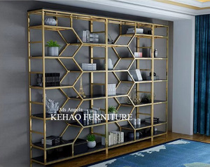 Estantería de Metal y oro de lujo para el hogar y la Oficina, placa de acero inoxidable, nuevo diseño, estante Modular de exhibición de metal para libros - Product Image 4