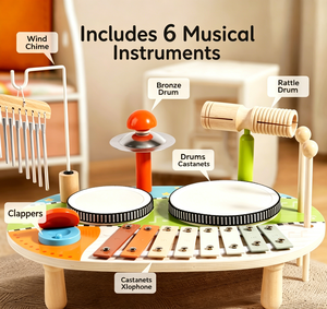 Jouet musical de table pour bébé, <span class=keywords><strong>instrument</strong></span> de percussion pour enfants, <span class=keywords><strong>kit</strong></span> de tambourinage et de tapotement pour l'éveil musical, tambours à main - Product Image 2
