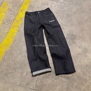 Raw Denim <b>Jeans</b> Manufacturer Custom Black Raw Salvage Original Japanese Selvedge Denim Pants Straight Leg Raw Denim Baggy <b>Jeans</b> - Product Image 1