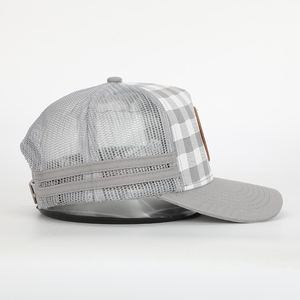 Haute qualité marque Design femmes chauffeur de camion casquette avant 5 panneaux motif à carreaux en cuir Patch à la mode chapeaux plage - Product Image 4