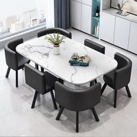Ensemble table basse et chaises de style nordique avec plateau en bois et marbre pour salon et bureau