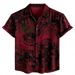 เสื้อเชิ้ตแขนสั้นผู้ชายสีเบอร์กันดี/สีดำ พิมพ์ลายตามสั่ง ปกคอปก ระบายอากาศได้ดี เป็นมิตรกับสิ่งแวดล้อม สำหรับฤดูใบไม้ผลิ บริการ OEM - Product Image 1