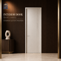 Pintu Kayu Kamar Tidur Ramah Lingkungan Desain Garis Sederhana Ukiran Minimalis Modern Kustom untuk Proyek Rumah Hotel