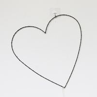 40CM 60 lumières LED blanc chaud Cadre de couronne métallique en forme de cœur avec lumières pour Noël et la décoration intérieure