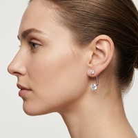Boucles d'oreilles tendance minimalistes géométriques délicates et chics en argent sterling 925 pour femme, avec zircon cubique rond