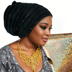 Zifeng OEM Musulman Traditionnel Nigérian <span class=keywords><strong>Mariage</strong></span> Festival Industrie Lourde Rose Vif Bronzé Chapeau Baotou pour Femmes - Product Image 5