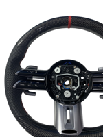 Volant sport premium en cuir et fibre de carbone à 3/4 rayons, poignée de 50 mm pour