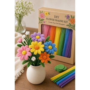 Kit de bricolage de haute qualité pour bouquet de fleurs en tiges de chenille avec ruban adhésif - Product Image 6