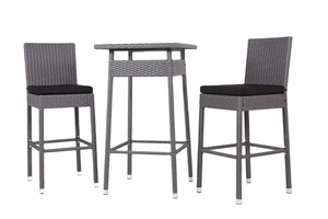 Leisure 3pcs Modern Steel Frame Rattan Outdoor Dining Furniture Patio <b>Bar</b> Set With <b>Table</b> Chairs for Hotel Park & Courtyard - Product Image 2