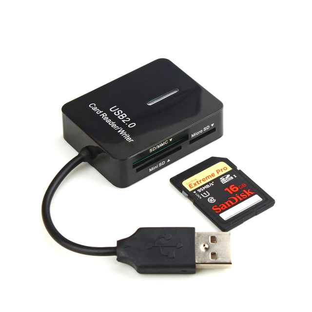 Mini USB 2.0 SD Card Reader/Writer with External Installation and Single Slot for Fast Data Exchange