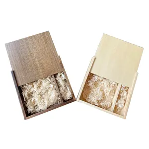 Album di diserbo fatto a mano personalizzato confezione regalo Souvenir scatole di legno con coperchio scorrevole discreto scatola Usb