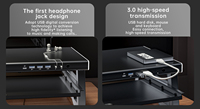 Support d'écran d'ordinateur double couche avec lumière respirante et extension USB3.0, prenant en charge deux écrans simultanément