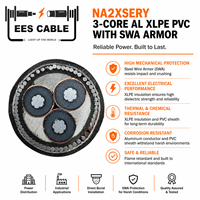 Câble d'alimentation blindé en acier 18/30KV, aluminium XLPE PVC, moyenne tension, ignifuge, pour distribution d'énergie 25 50 240 630MM2