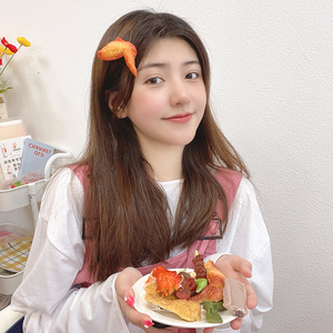 กิ๊บติดผมปีกไก่สำหรับผู้หญิงกิ๊บติดผมรูปอาหารแปลกใหม่3D ตลกใช้ได้จริง - Product Image 3