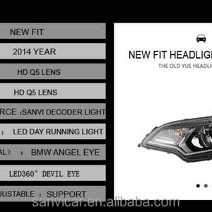 Sanvi Automobile 12v 6000K Xenon Headlight Assembly for Honda-Fit -Jazz 2014-2018 <b>Lights</b> with HD Hella-5 Lens LED Angel Eye DRL - Product Image 4