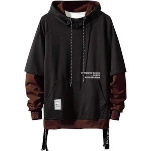 FOXA <b>Mens</b> Colorblock Hoodie Unisex <b>Pullover</b> With Pocket Breathable French Terry Sweatshirt Casual Hip Hop Top - Product Image 1