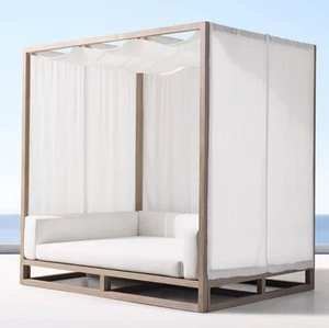 Lit de jardin en teck moderne de haute qualité, personnalisé, luxueux, résistant à l'eau, durable, pour la plage, le patio, la piscine, lit de jour extérieur - Product Image 3