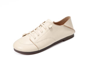 Cuir de vachette Chaussures <span class=keywords><strong>bateau</strong></span> plates à enfiler souples Chaussures décontractées style marche Lacets élastiques pour chaussures plates pour femmes - Product Image 3