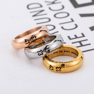 yunnique Trendy Number <b>Titanium</b> Steel Couple <b>Ring</b> 1314 Rose Gold Plated Unisex Fashion Jewelry Gift - Product Image 2