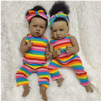 Poupée Reborn noire de 22 pouces en silicone souple, poupée bébé réaliste, teint réaliste, jouet pour enfants, cadeau d'anniversaire