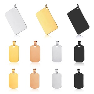 Pendentif rectangulaire en acier inoxydable pour chien, vierge et gravable, collier unisexe pour usage quotidien, vente en gros - Product Image 1