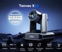 3 Cámaras X60-NDI 4K60fps con Zoom 30x y NDI | Controlador de Joystick PTZ HX3 con Pantalla Táctil LCD de 7 Pulgadas y Vistas Cuádruples, y Interruptor PoE