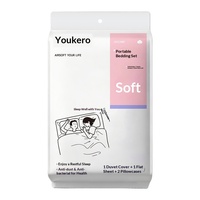 Ensemble de literie jetable double quatre pièces en tissu non tissé SMS, résistant aux taches, sans lavage ; Drap et housse de couette ; Vente en gros