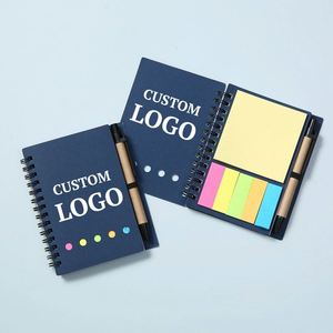 Bloc de Notas Kraft Personalizable con Logotipo Promocional, con Bolígrafo, Notas Adhesivas, Bloc de Notas Espiral, Blocs de Notas Impresos Personalizados con Bolígrafo - Product Image 2