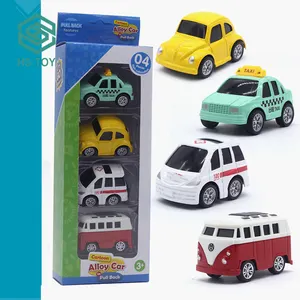 HS Wholesale Cartoon Mini Metal Free Wheel School Bus Car Die Cast Vehicle Toy With Pull Back