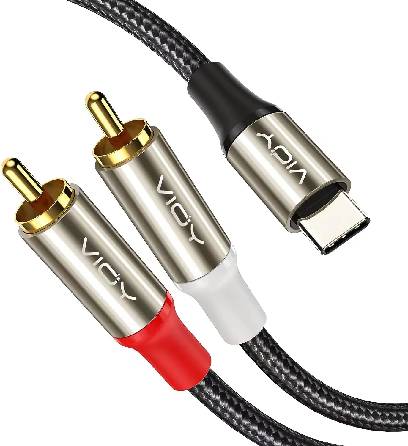 USB C para 2 RCA Macho Cabo Branco e Vermelho Jack Plug RCA para TIPO C Cabo Aux com Excelente Chip DAC Compatível para Smartphone