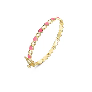 2023 jingjing new designs jewelry Custom new designs new born baby girl gift cuore colorato lovely smalto braccialetti in oro 14k