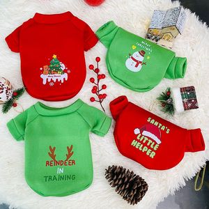 Sweat-shirts de Noël pour animaux de compagnie, pour chats et chiens, doublure en polaire rouge et verte, tenue chaude, design renne et Père Noël, vêtements de fête mignons - Product Image 1