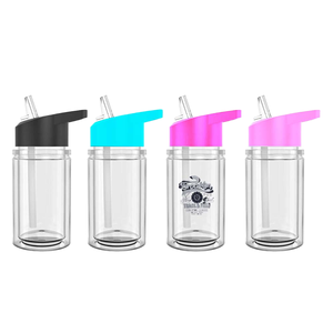 USA 2 Days Delivery Diy Kids Tumbler Cups <b>Straw</b> 10Oz Double Wall Custom Snow Globe Plastic <b>Reusable</b> Eco-Friendly Back School - Product Image 1
