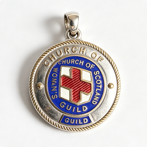 Médaille de la Gilde des Femmes de l'Église d'Écosse, en émail dur plaqué argent, breloque religieuse circulaire - Product Image 6