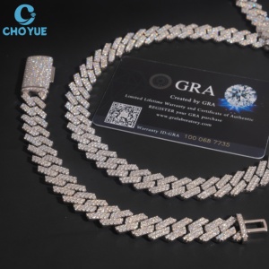 Collar de Plata de Ley 925 con Eslabones Cubanos y Moissanita, Joyería Diaria Unisex, Estilo Hip Hop para Hombre - Product Image 5