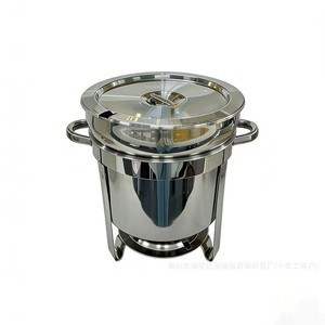 Marmite à soupe en acier inoxydable 11L dorée, chauffe-plat circulaire pour buffet, usage hôtelier et banquet - Product Image 5