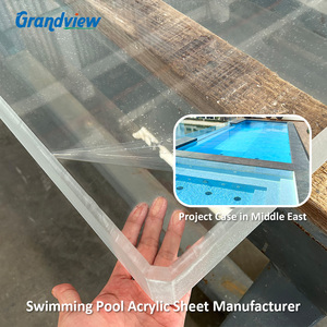 Lastra acrilica trasparente per piscina, forma personalizzata, spessore 50mm-300mm, 93% di trasmissione della luce. - Product Image 1