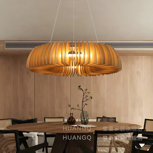 Wabi Sabi Style Wooden Chandelier Round Led <b>Light</b> For <b>Dining</b> Room Living Room Bedroom Study - Product Image 1