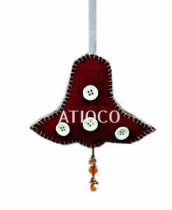 Campana de Terciopelo Rojo Hecha a Mano, Adorno de Navidad de Ángel, Decoración de Tela Colgante para Árbol, Decoración de Navidad Elegante - Product Image 1