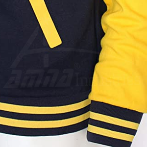 Chaqueta Varsity de béisbol en dos tonos, Color azul y amarillo, venta al por mayor - Product Image 5