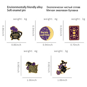 Sombrero de bruja <span class=keywords><strong>Lunar</strong></span> <span class=keywords><strong>Eclipse</strong></span> esmaltado, Pin mágico, libro, mochilas, ropa, insignia de Metal, broche de solapa, joyería, regalo de Halloween, venta al por mayor - Product Image 3