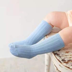 Haute qualité bébé chaussettes coton peigné couleur unie longue espagnol équipage Double aiguille Tube chaussettes pour garçon fille étudiants - Product Image 5