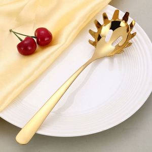 Modern Small Stainless Steel <b>Spaghetti</b> Spoon Pasta Fork Noodle Spoon with Teeth Brass Utensil for Serving and Cooking - Product Image 2