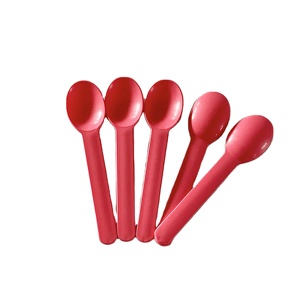 Cuillères à glace jetables personnalisées avec logo, biodégradables en amidon de maïs CPLA, petites cuillères à dessert écologiques à long manche pour yaourt - Product Image 3