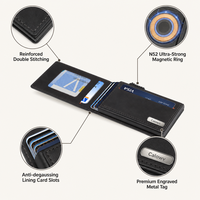 Portefeuille magnétique fin pour cartes, porte-cartes de téléphone, blocage RFID, pochette de téléphone en cuir PU, étui à cartes accordéon