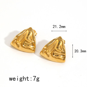 Retro Lava Hammer Pattern Triangular <b>Stud</b> <b>Earrings</b> In Gold And <b>Silver</b> For Women Geometric Fashion Jewelry - Product Image 5