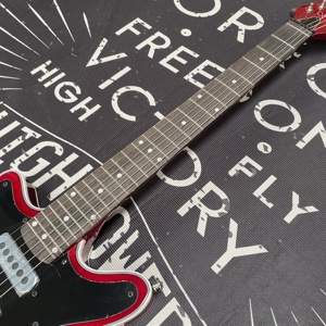 Gitar Elektrik Solid Wood Red Brainmay Tangan Kiri, Pickup S-S-S, Body Mahogany, Neck Maple, 6-String, Case Busa, Part Chrome, Pengiriman Cepat - Product Image 2